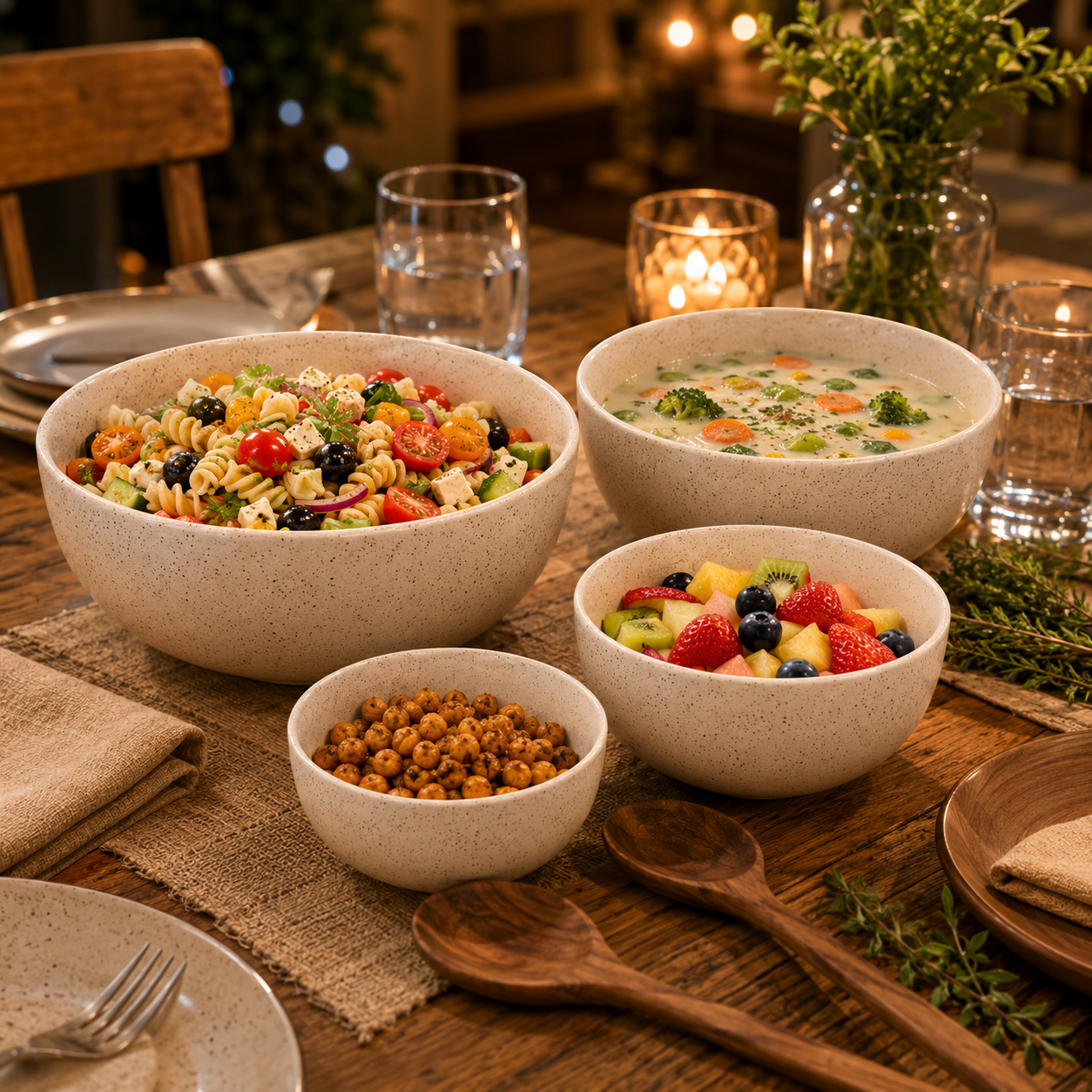 Oncilla Ceramic Mixing Bowl Set – 4 Pieces (1500ml, 800ml, 600ml, 400ml), Light Cream / Ivory – Durable, Microwave & Dishwasher Safe – Ideal for Mixing, Serving & Storage - Image 3