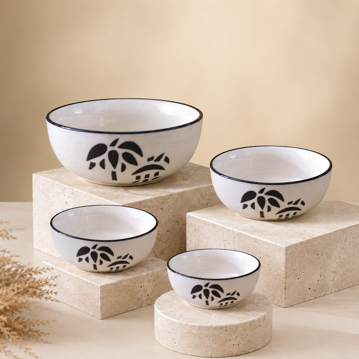 Oncilla Ceramic Mixing Bowl Set – 4 Pieces (1500ml, 800ml, 600ml, 400ml), Off-White / Ivory – Durable, Microwave & Dishwasher Safe – Ideal for Mixing, Serving & Storage - Image 3