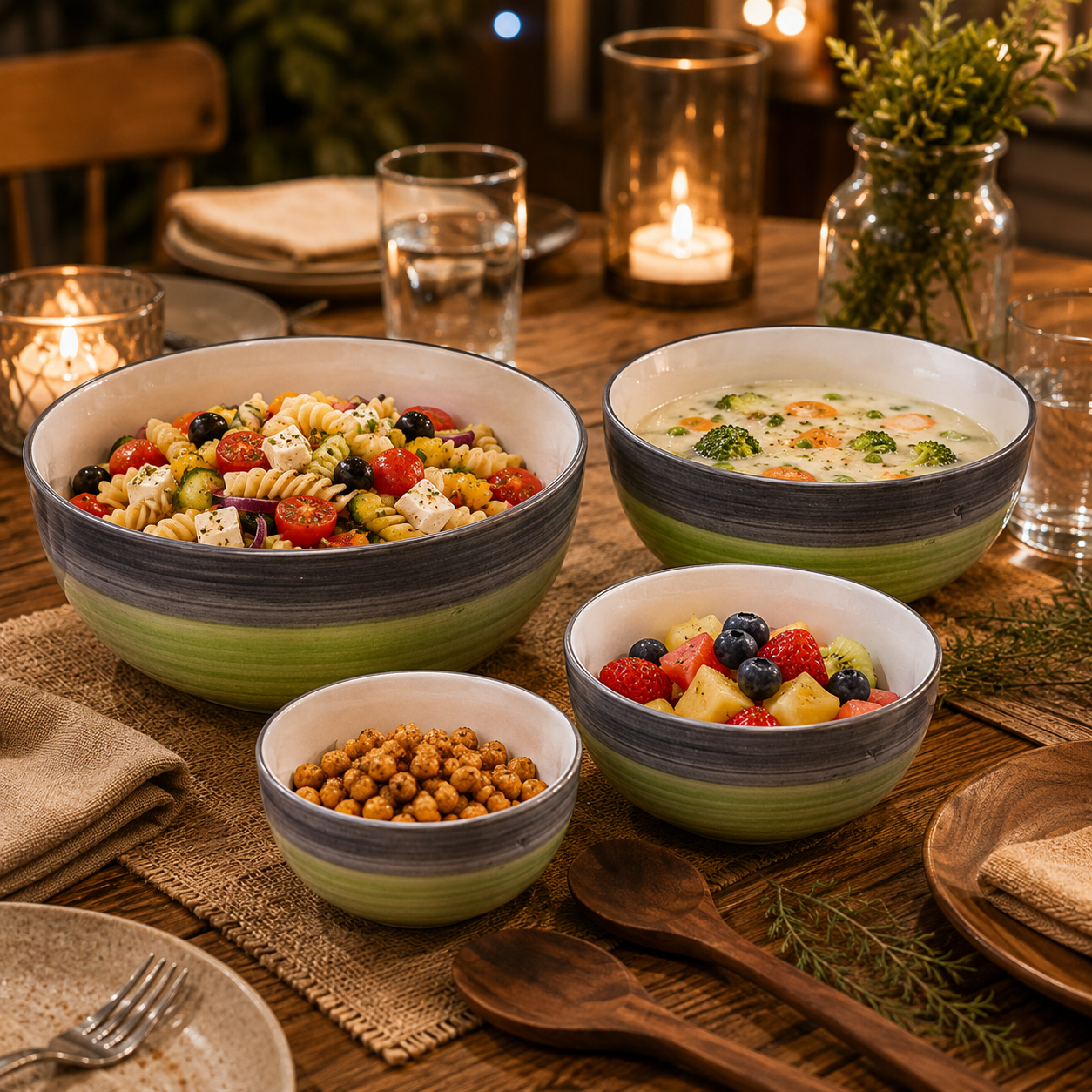 Oncilla Ceramic Mixing Bowl Set – 4 Pieces (1000ml, 750ml, 500ml, 300ml), Light Green – Durable, Microwave & Dishwasher Safe – Ideal for Mixing, Serving & Storage - Image 6