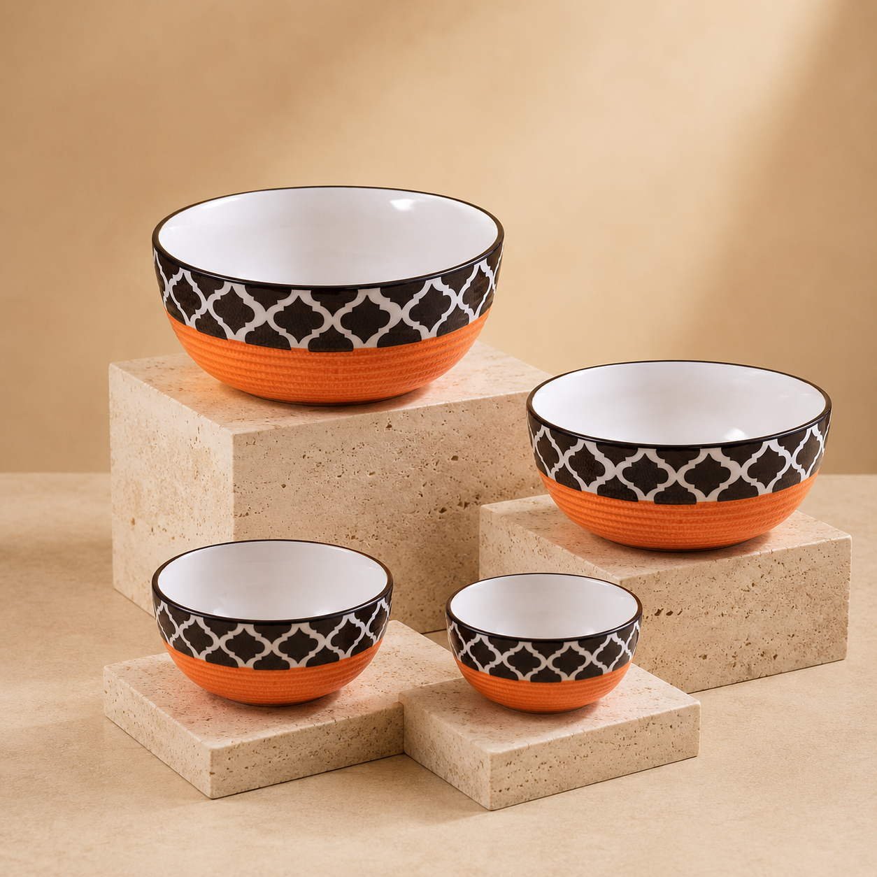Oncilla Ceramic Mixing Bowl Set – 4 Pieces (1500ml, 800ml, 600ml, 400ml), Red Black – Durable, Microwave & Dishwasher Safe – Ideal for Mixing, Serving & Storage - Image 6