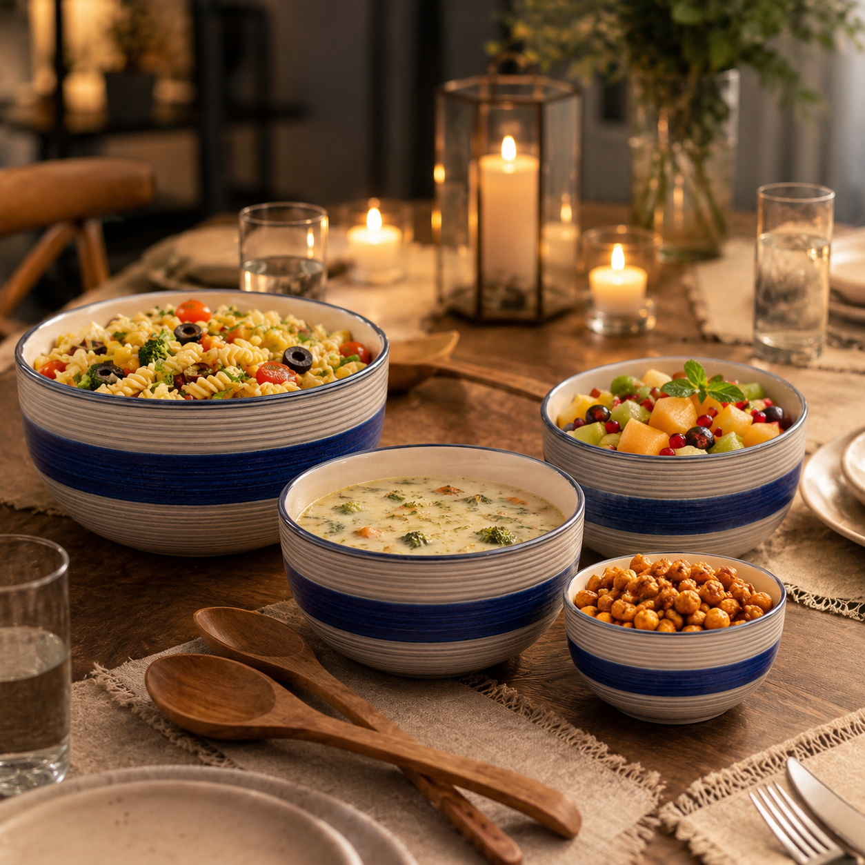 Oncilla Ceramic Mixing Bowl Set – 4 Pieces (1500ml, 800ml, 600ml, 400ml), Cobalt Blue – Durable, Microwave & Dishwasher Safe – Ideal for Mixing, Serving & Storage - Image 3