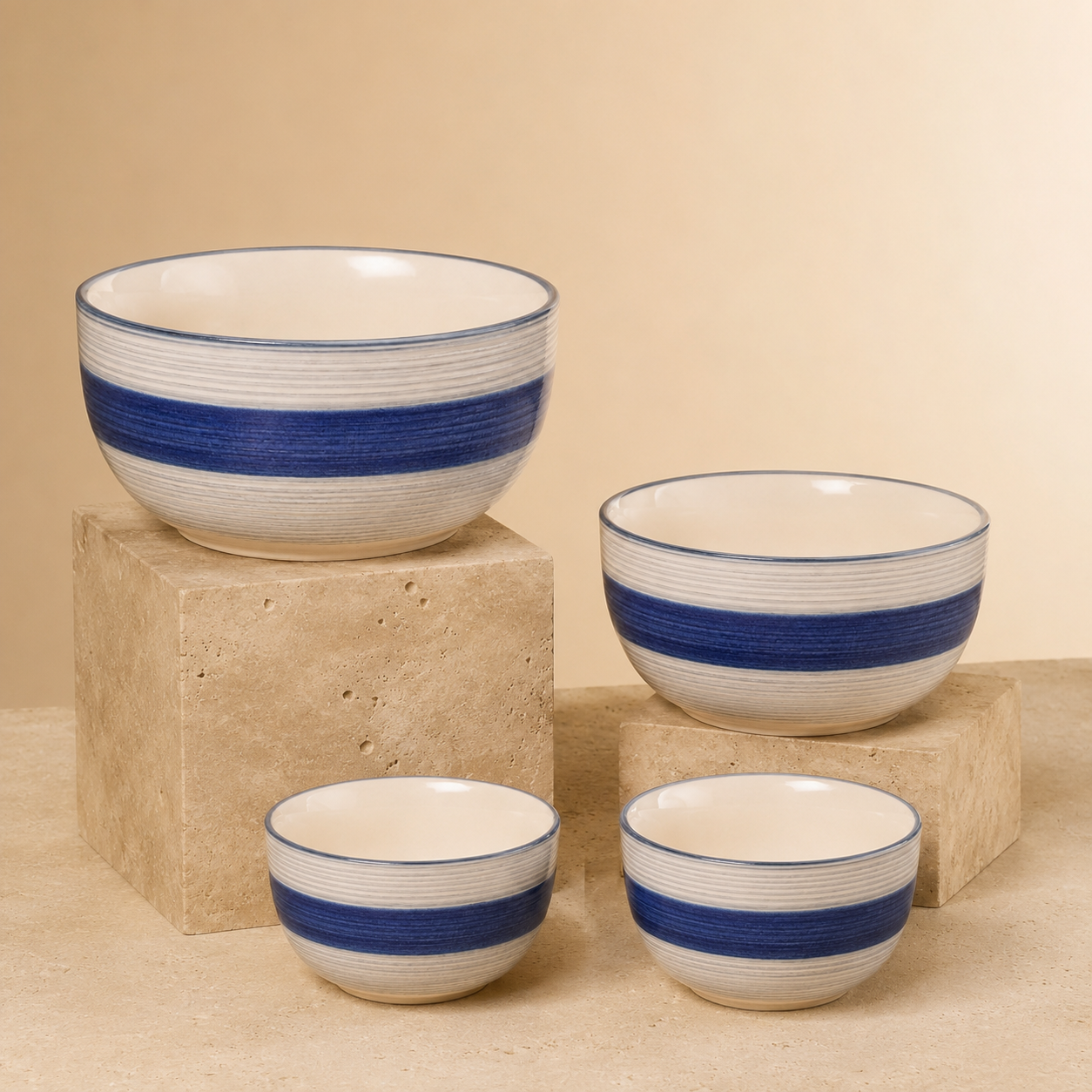 Oncilla Ceramic Mixing Bowl Set – 4 Pieces (1500ml, 800ml, 600ml, 400ml), Cobalt Blue – Durable, Microwave & Dishwasher Safe – Ideal for Mixing, Serving & Storage - Image 6