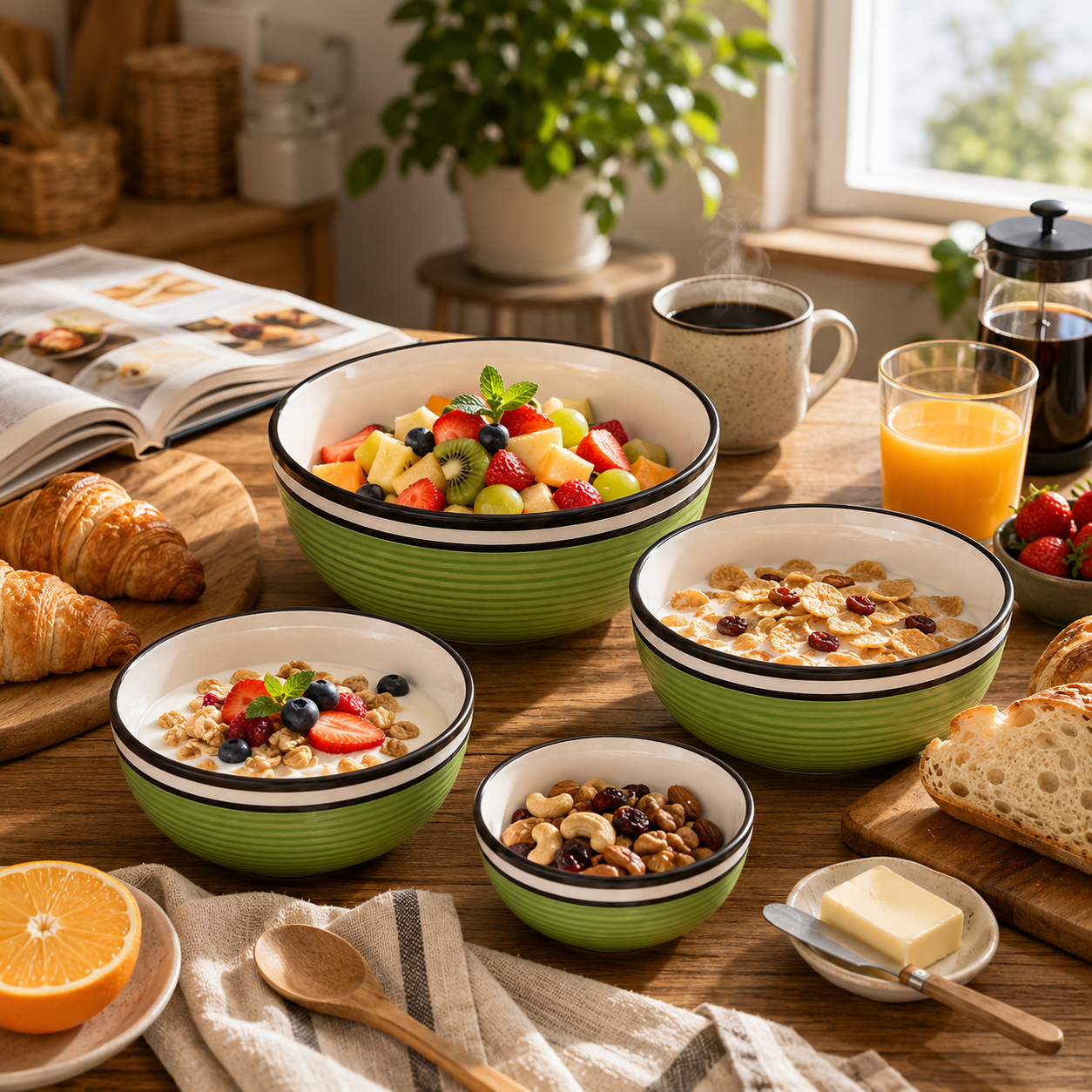 Oncilla Ceramic Mixing Bowl Set – 4 Pieces (1500ml, 800ml, 600ml, 400ml), Light Green – Durable, Microwave & Dishwasher Safe – Ideal for Mixing, Serving & Storage - Image 6