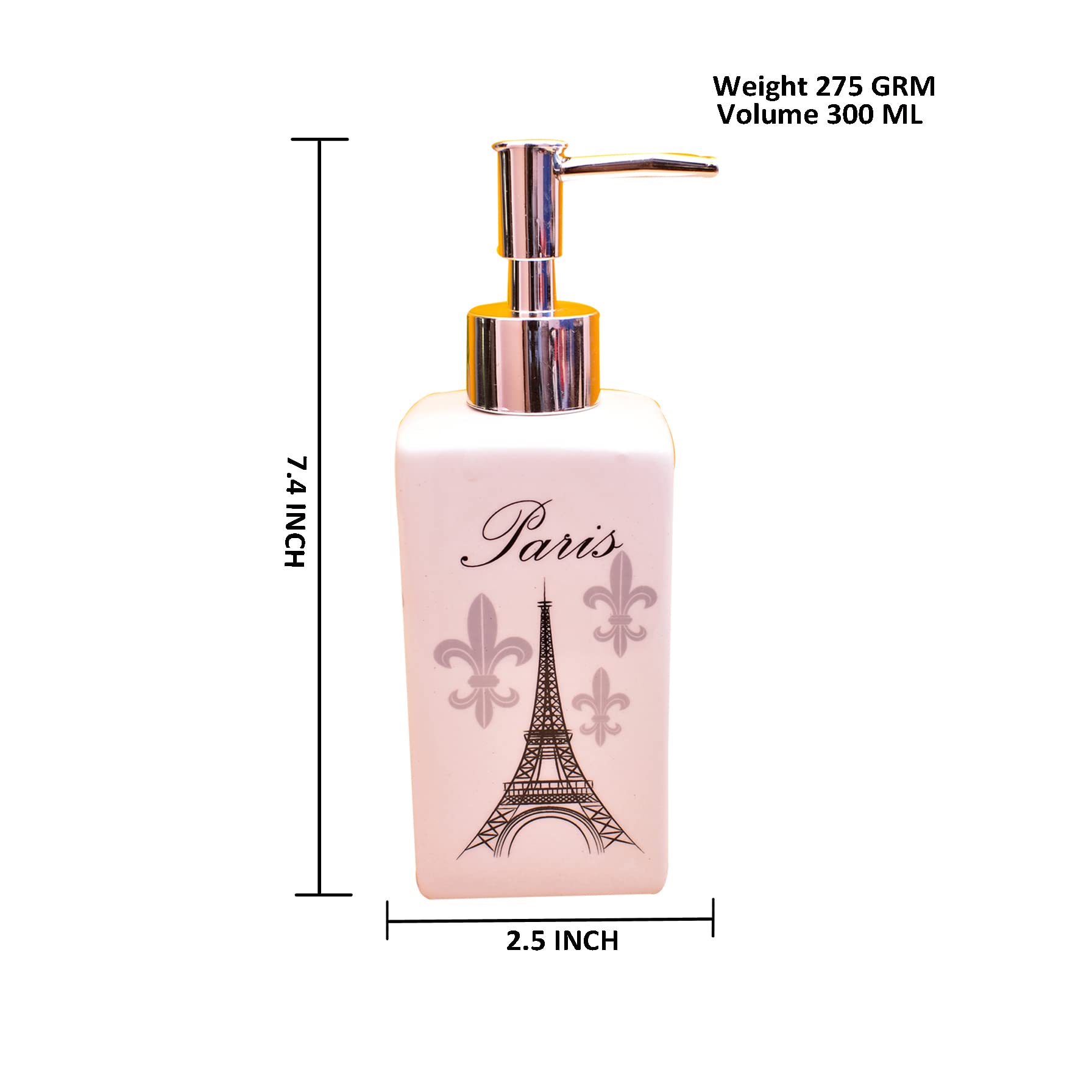 KunhaR Ceramic Liquid Soap Dispenser, 300 Ml, White - Image 2