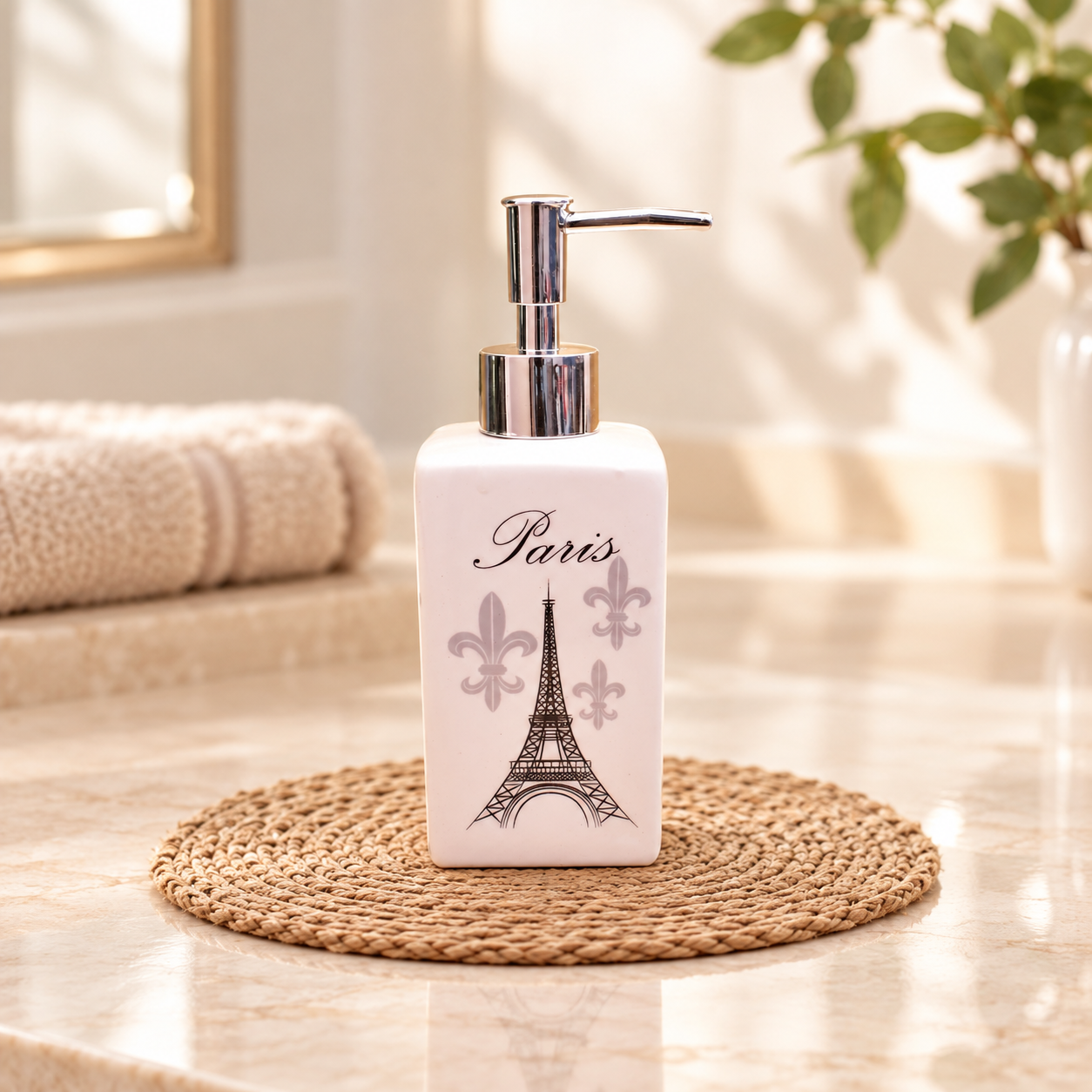 KunhaR Ceramic Liquid Soap Dispenser, 300 Ml, White