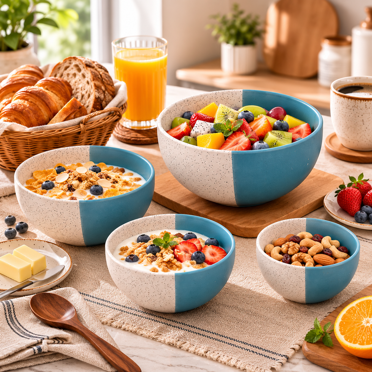 Oncilla Ceramic Mixing Bowl Set – 4 Pieces (1500ml, 800ml, 600ml, 400ml), Dusty Blue – Durable, Microwave & Dishwasher Safe – Ideal for Mixing, Serving & Storage - Image 6