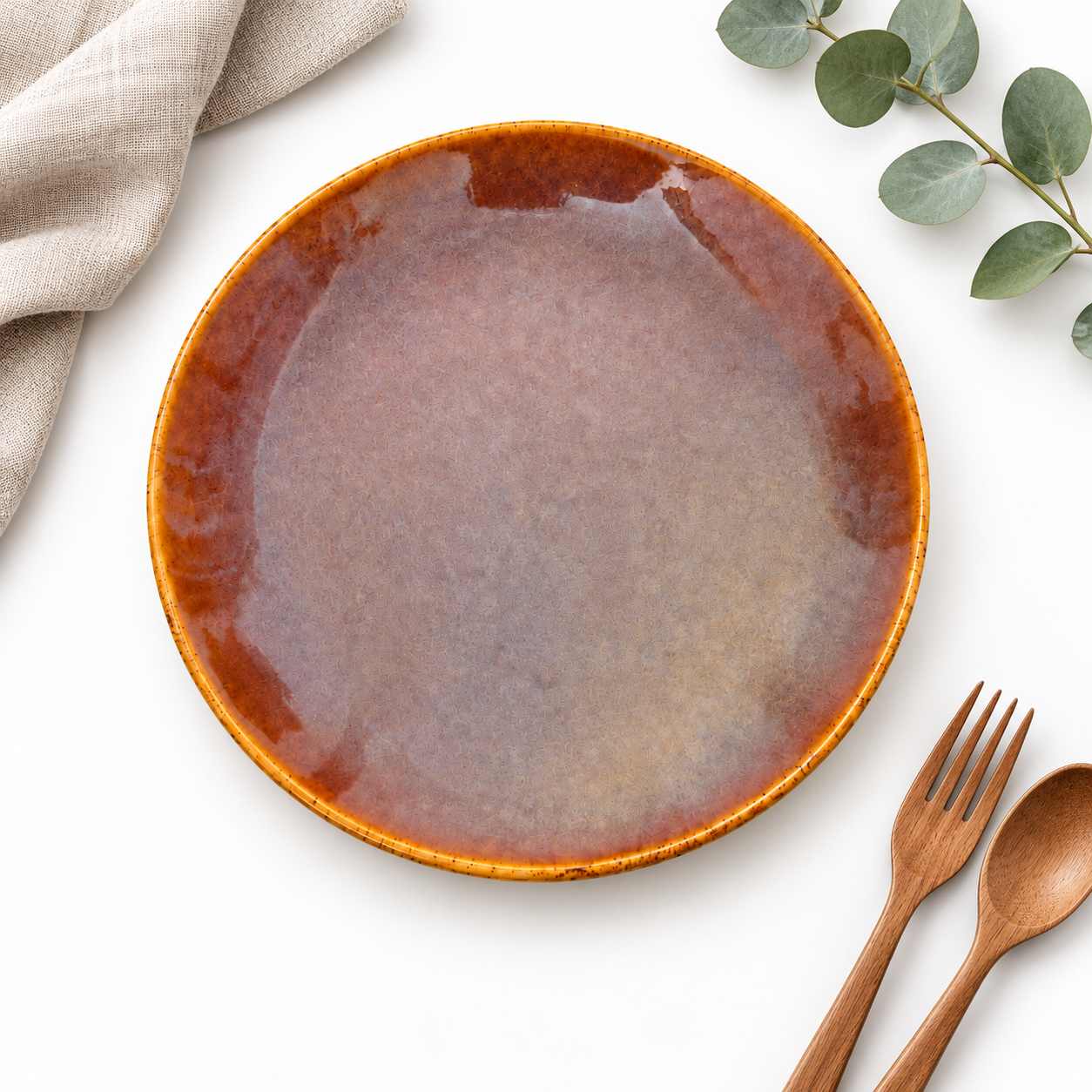KunhaR Ceramic Dinner Plate, Mauve Brown with Amber Rim, Reactive Speckled Glaze, Premium Stoneware Serving Plate, 10 Inch, Pack of 1 - Image 6