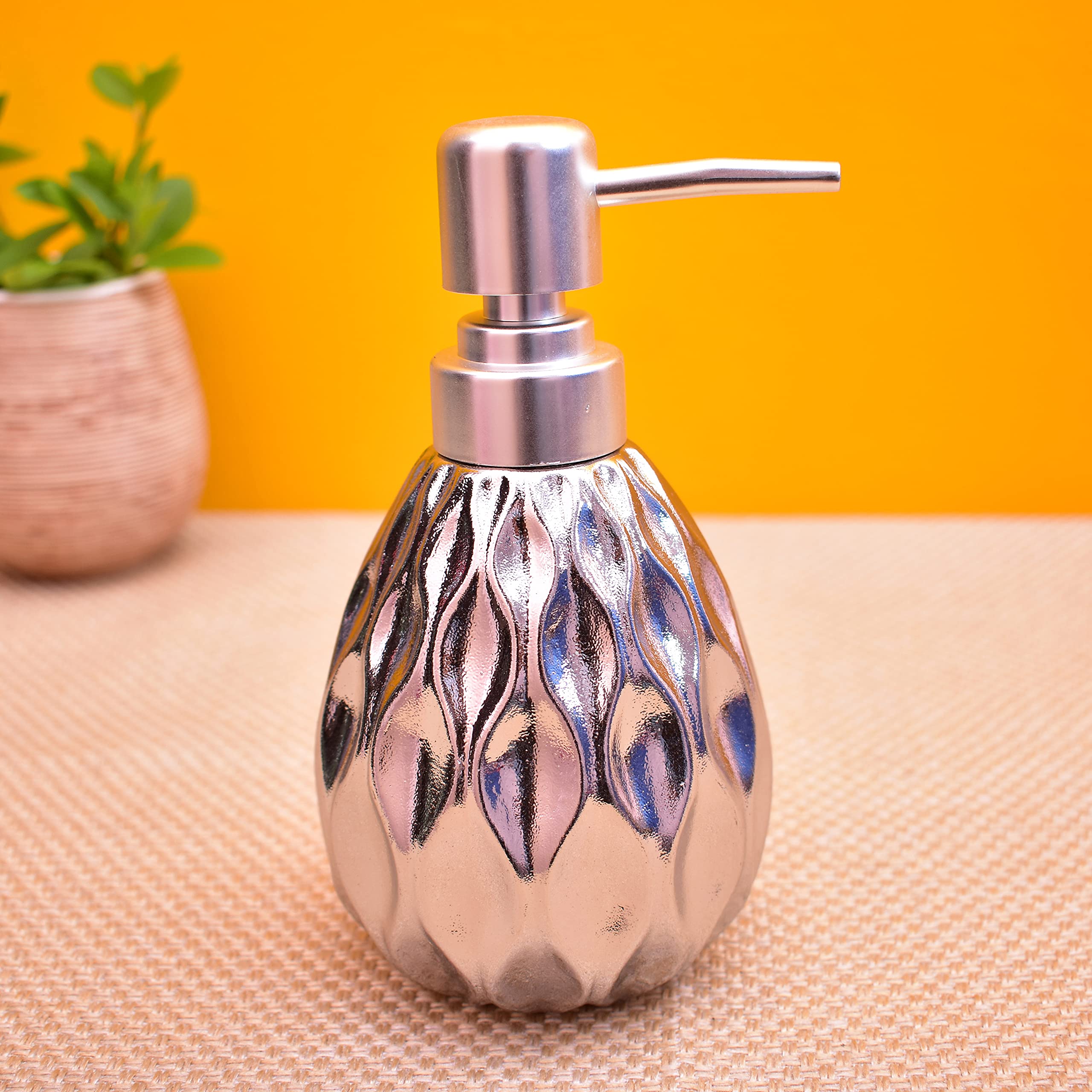 KunhaR Ceramic Liquid Soap Dispenser, 400 Ml, Silver - Image 3