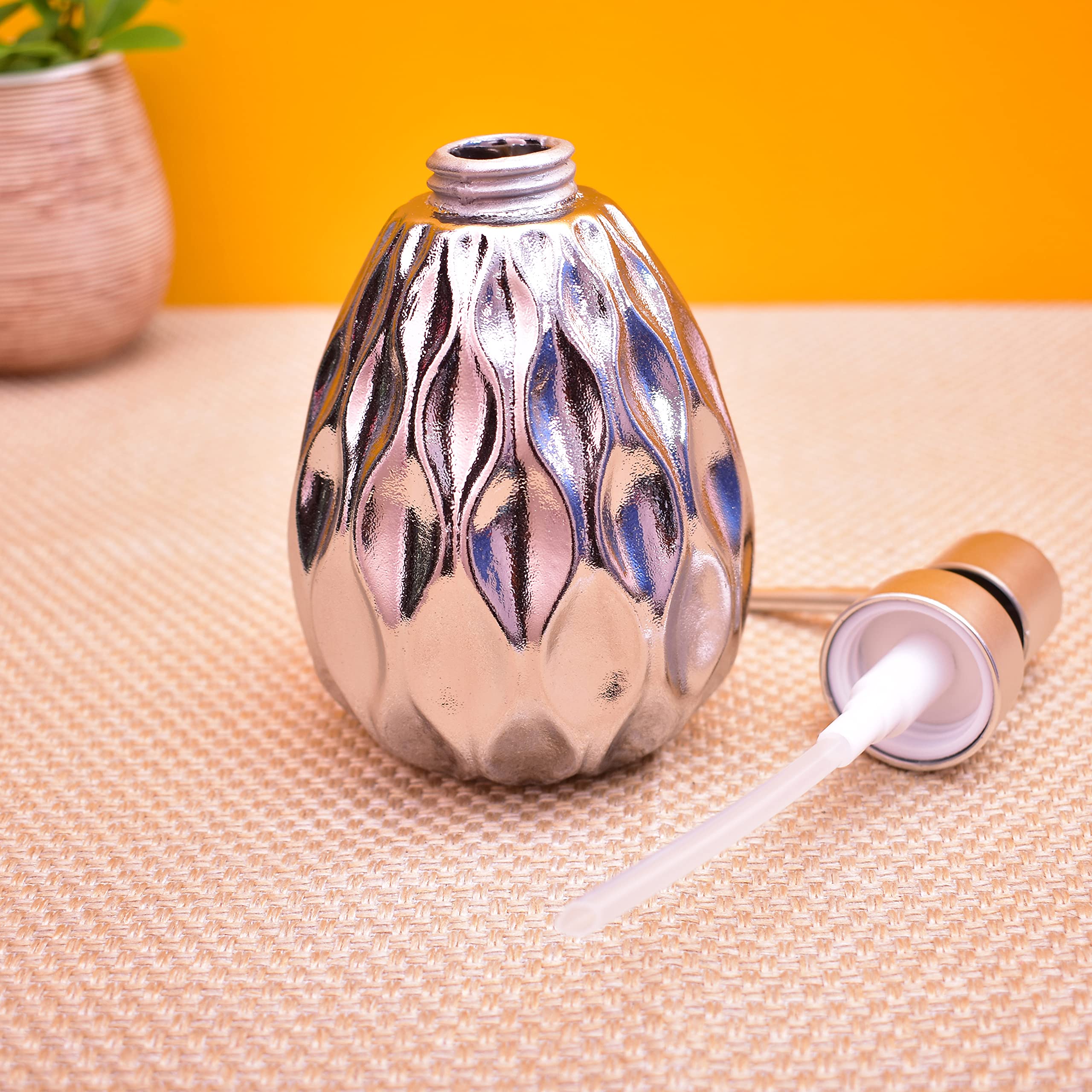 KunhaR Ceramic Liquid Soap Dispenser, 400 Ml, Silver - Image 4