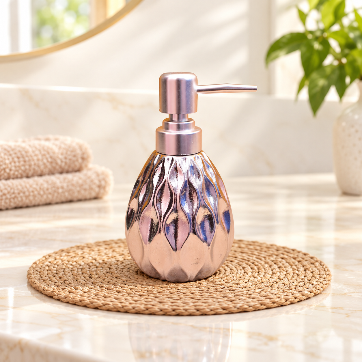 KunhaR Ceramic Liquid Soap Dispenser, 400 Ml, Silver