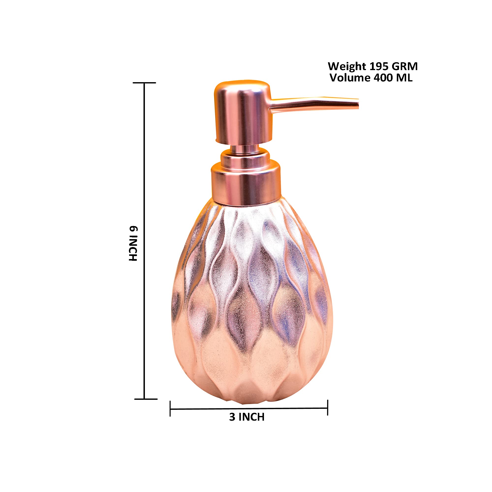 KunhaR Ceramic Liquid Soap Dispenser, 400 Ml, Golden - Image 2