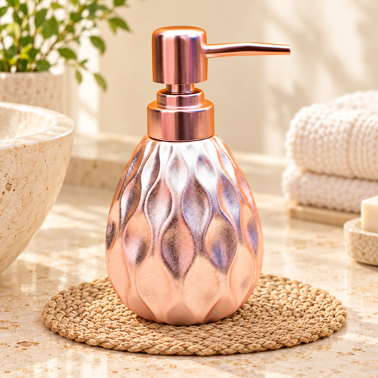 KunhaR Ceramic Liquid Soap Dispenser, 400 Ml, Golden