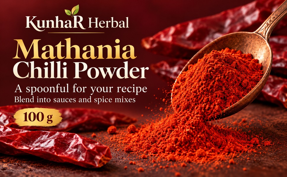 KunhaR Masala Mathania Mirch Powder 100g | Ground Red Chilli Powder for Indian Cooking – visual story 3
