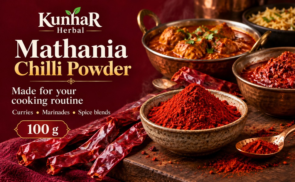 KunhaR Masala Mathania Mirch Powder 100g | Ground Red Chilli Powder for Indian Cooking – visual story 4