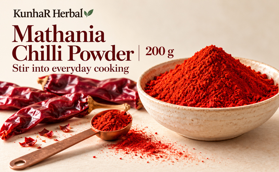 KunhaR Masala Mathania Mirch Powder 200g | Ground Red Chilli Powder for Indian Cooking – visual story 1