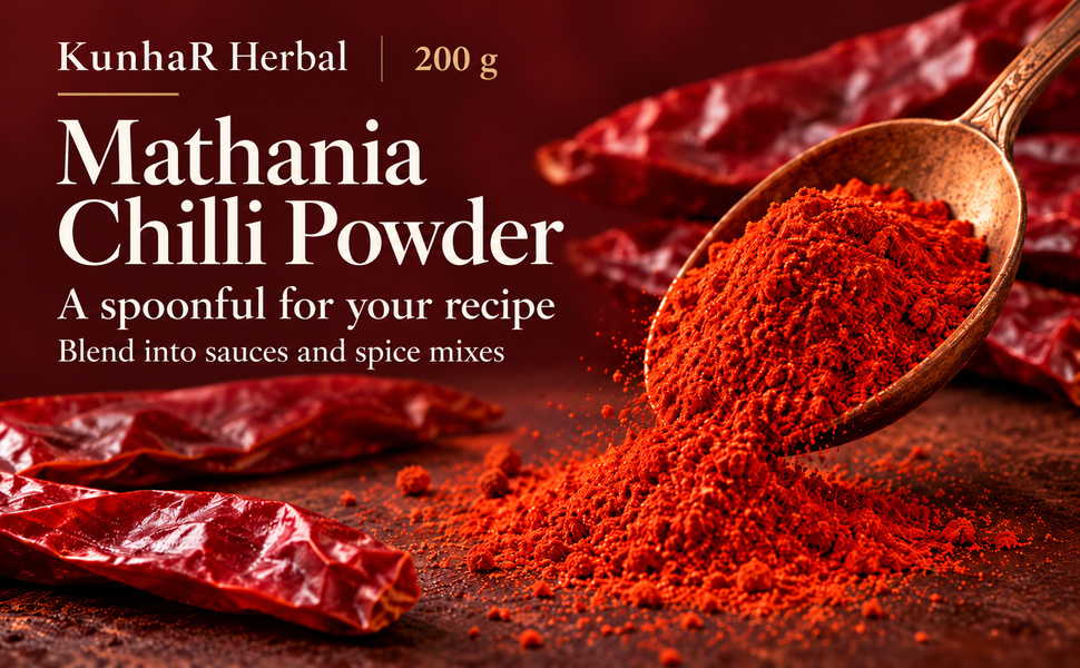 KunhaR Masala Mathania Mirch Powder 200g | Ground Red Chilli Powder for Indian Cooking – visual story 3