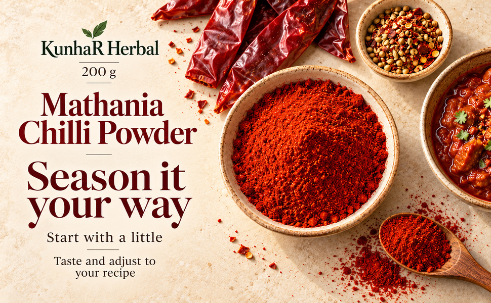 KunhaR Masala Mathania Mirch Powder 200g | Ground Red Chilli Powder for Indian Cooking – visual story 5
