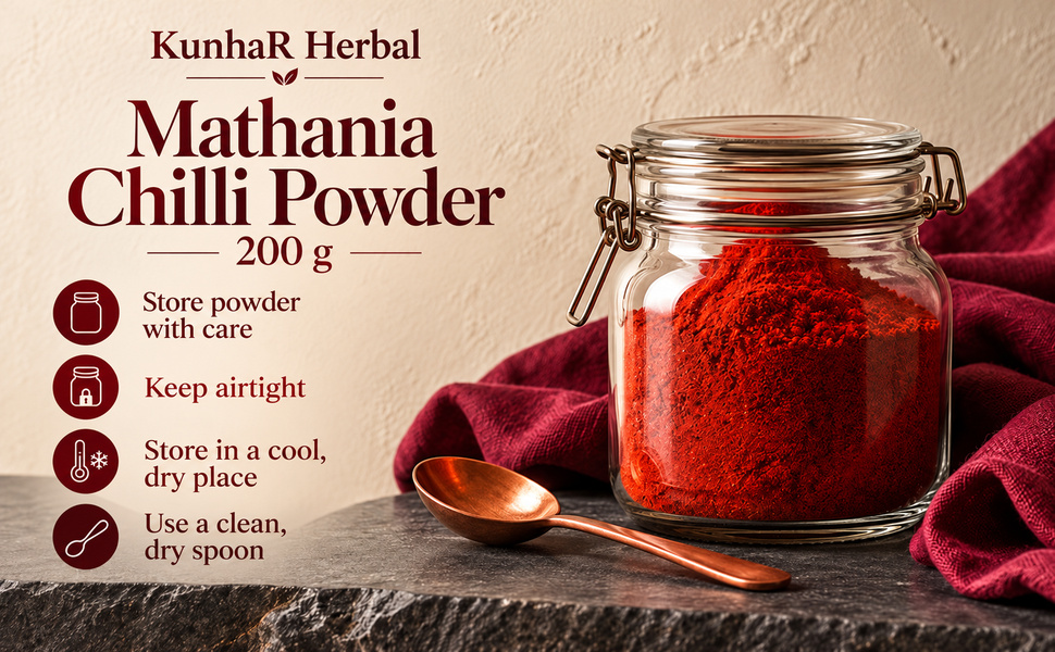 KunhaR Masala Mathania Mirch Powder 200g | Ground Red Chilli Powder for Indian Cooking – visual story 6