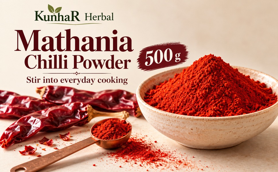 KunhaR Masala Mathania Mirch Powder 500g | Ground Red Chilli Powder for Indian Cooking – visual story 1