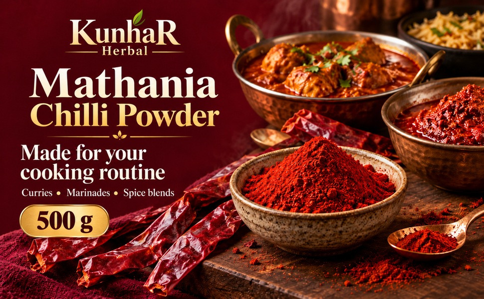 KunhaR Masala Mathania Mirch Powder 500g | Ground Red Chilli Powder for Indian Cooking – visual story 4