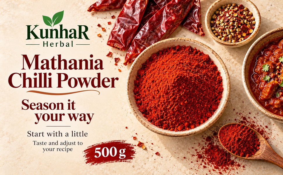 KunhaR Masala Mathania Mirch Powder 500g | Ground Red Chilli Powder for Indian Cooking – visual story 5