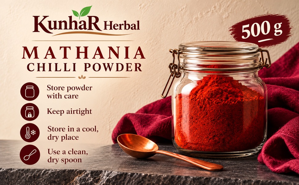 KunhaR Masala Mathania Mirch Powder 500g | Ground Red Chilli Powder for Indian Cooking – visual story 6