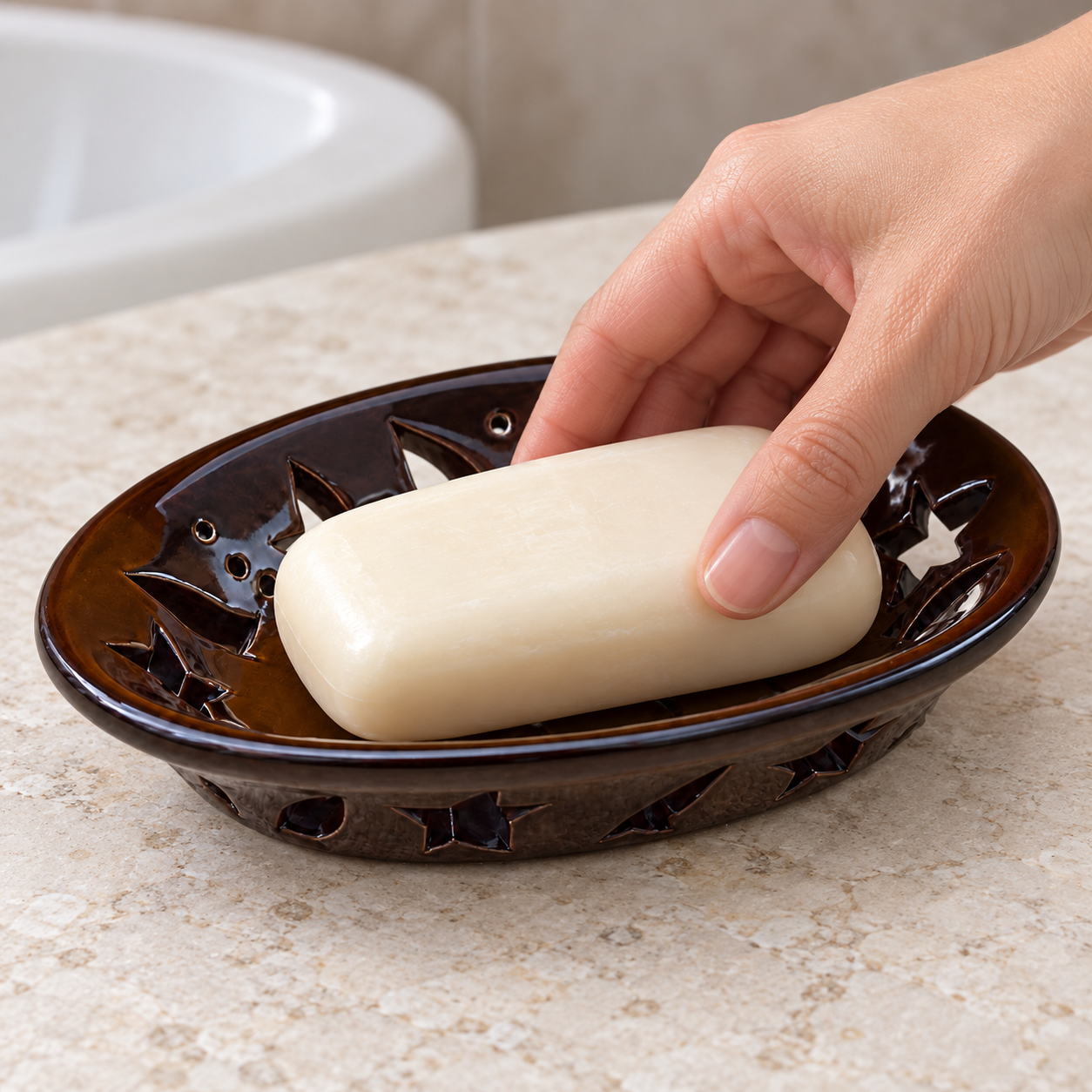 KunhaR Ceramic Soap Dish Holder, Black | Draining Soap Tray for Bathroom, Kitchen Sink & Wash Basin, 1 Piece - Image 4