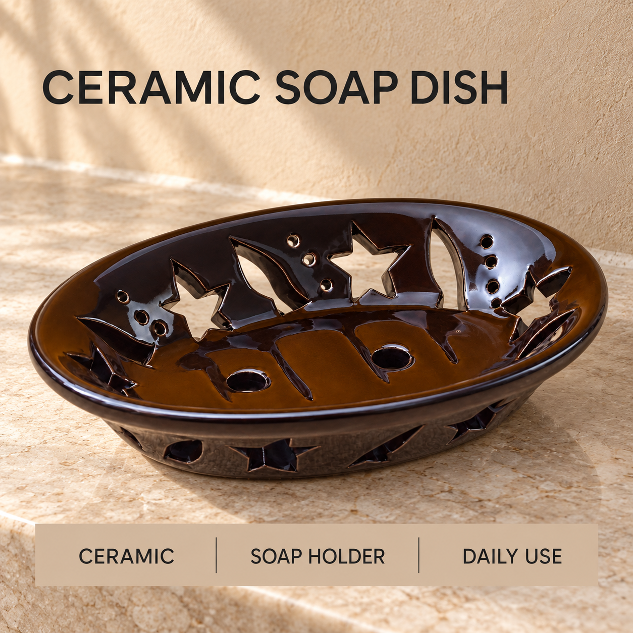 KunhaR Ceramic Soap Dish Holder, Black | Draining Soap Tray for Bathroom, Kitchen Sink & Wash Basin, 1 Piece - Image 7