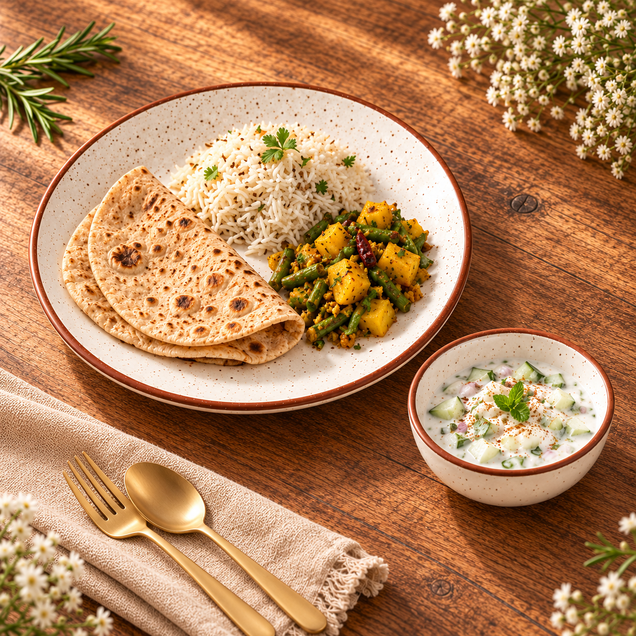 KunhaR Ceramic Dinner Plate & Dessert Bowl Set, Rustic Ivory Speckled Finish, 10 Inch Plate with 150 ml Bowl, 2 Pieces – image 3