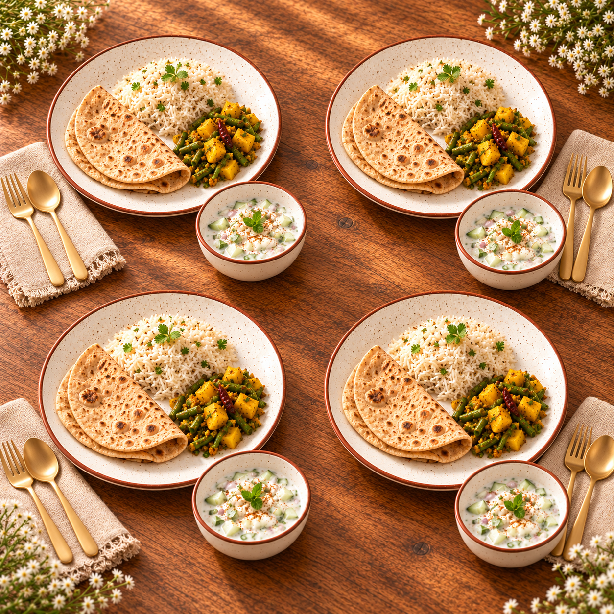 KunhaR Ceramic Dinner Set, Rustic Ivory Speckled Finish, 4 x 10 Inch Dinner Plates with 4 x 150 ml Dessert Bowls, 8 Pieces – image 3