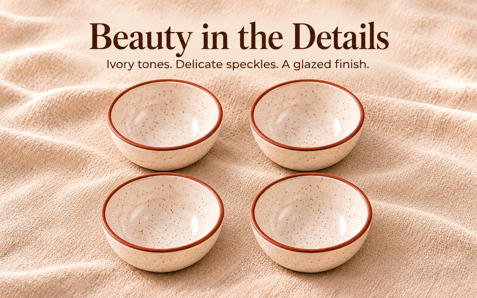 KunhaR Ceramic Dessert Bowl Set, Rustic Ivory Speckled Finish, 150 ml Each, Set of 4 – visual story 4