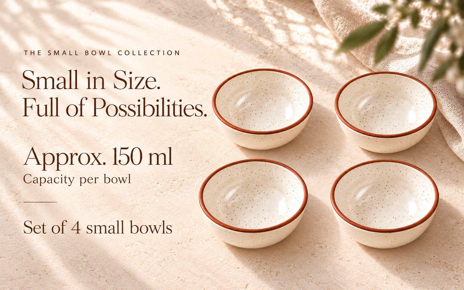 KunhaR Ceramic Dessert Bowl Set, Rustic Ivory Speckled Finish, 150 ml Each, Set of 4 – visual story 6