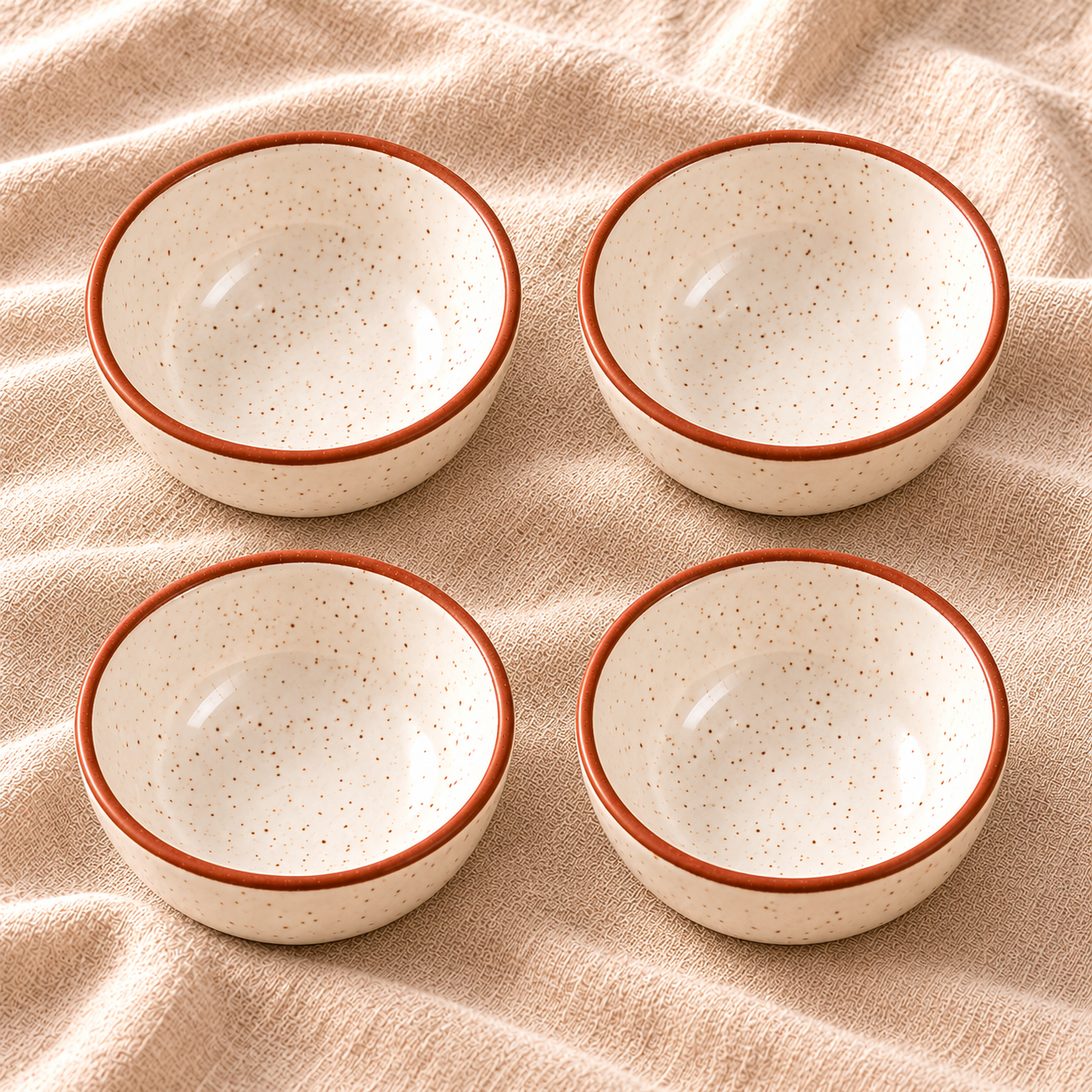 KunhaR Ceramic Dessert Bowl Set, Rustic Ivory Speckled Finish, 150 ml Each, Set of 4 – image 5