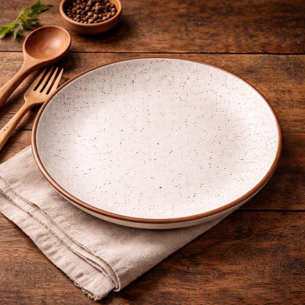 Kunhar Ceramic Dinner Plate 10 Inch | Rustic Ivory Speckled Finish | Premium Glazed Stoneware | Microwave & Dishwasher Safe, Pack of 1 — main view