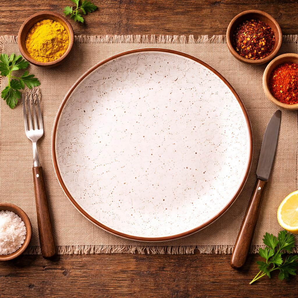 Kunhar Ceramic Dinner Plate 10 Inch | Rustic Ivory Speckled Finish | Premium Glazed Stoneware | Microwave & Dishwasher Safe, Pack of 1 — detail view 6