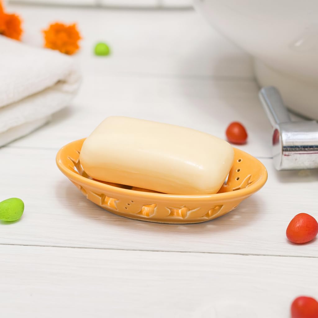 KunhaR Ceramic Soap Dish Holder, 1 Piece Yellow - Image 2