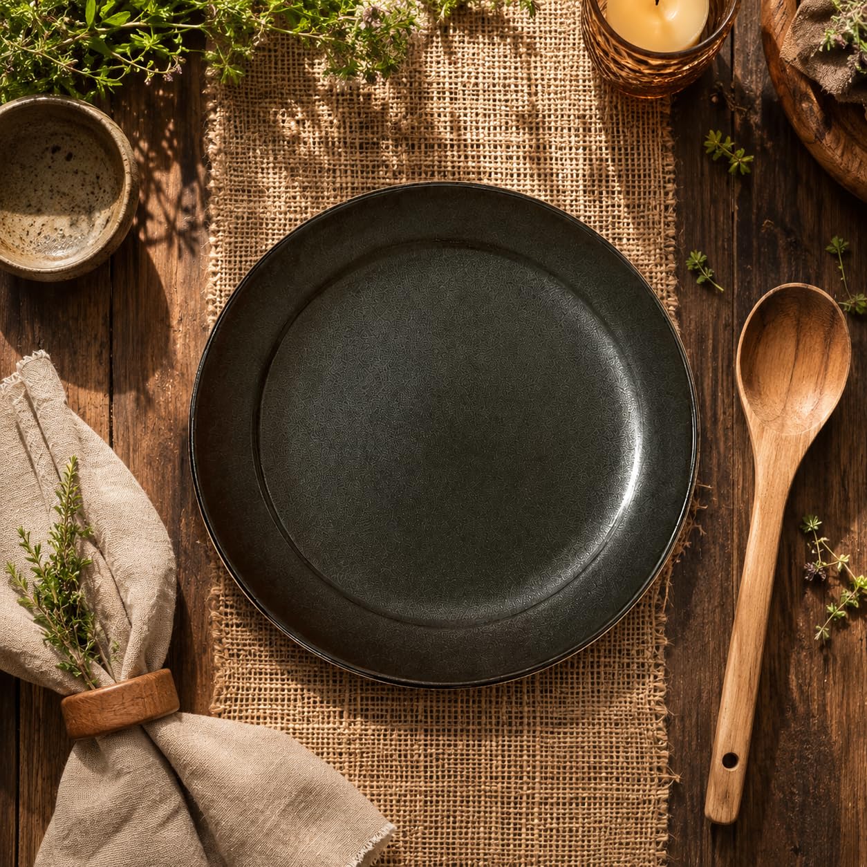 Kunhar Ceramic Dinner Plate 10 Inch | Midnight Blue Gloss | Premium Stoneware | Microwave & Dishwasher Safe, Pack of 1 — detail view 5