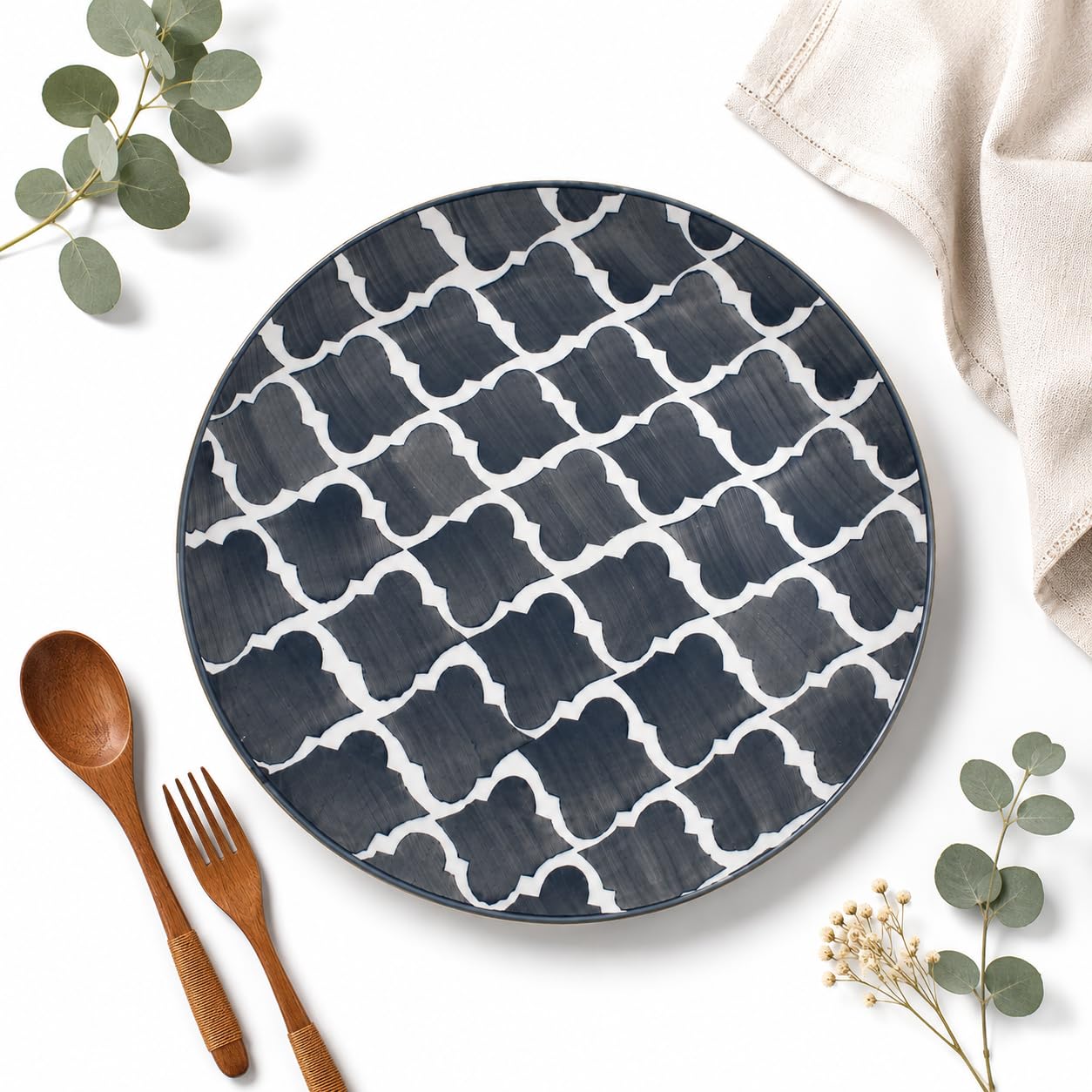 Kunhar Ceramic Dinner Plate 10 Inch | Grey Umrao | Premium Stoneware | Microwave & Dishwasher Safe, Pack of 1 — detail view 1