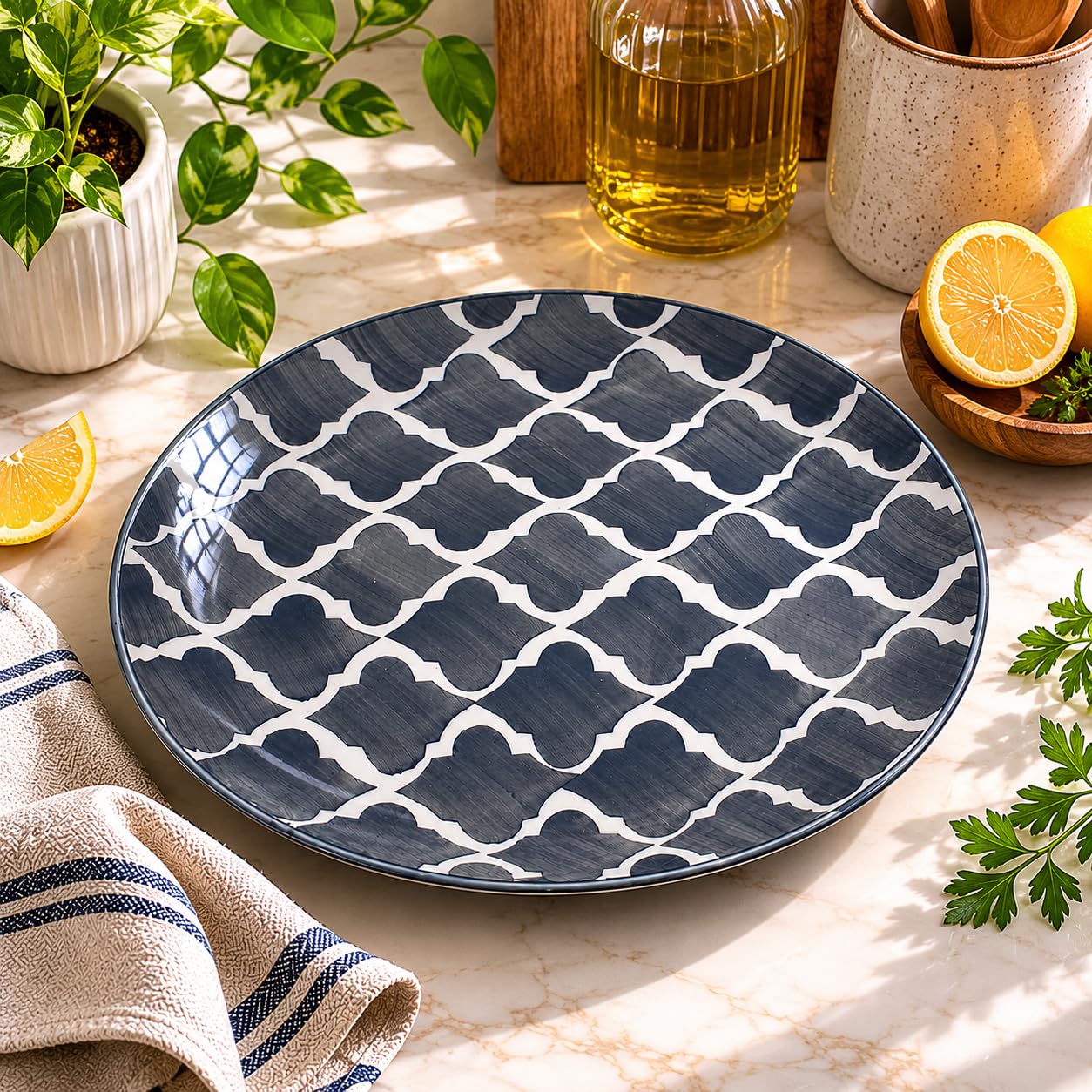 Kunhar Ceramic Dinner Plate 10 Inch | Grey Umrao | Premium Stoneware | Microwave & Dishwasher Safe, Pack of 1 — detail view 2