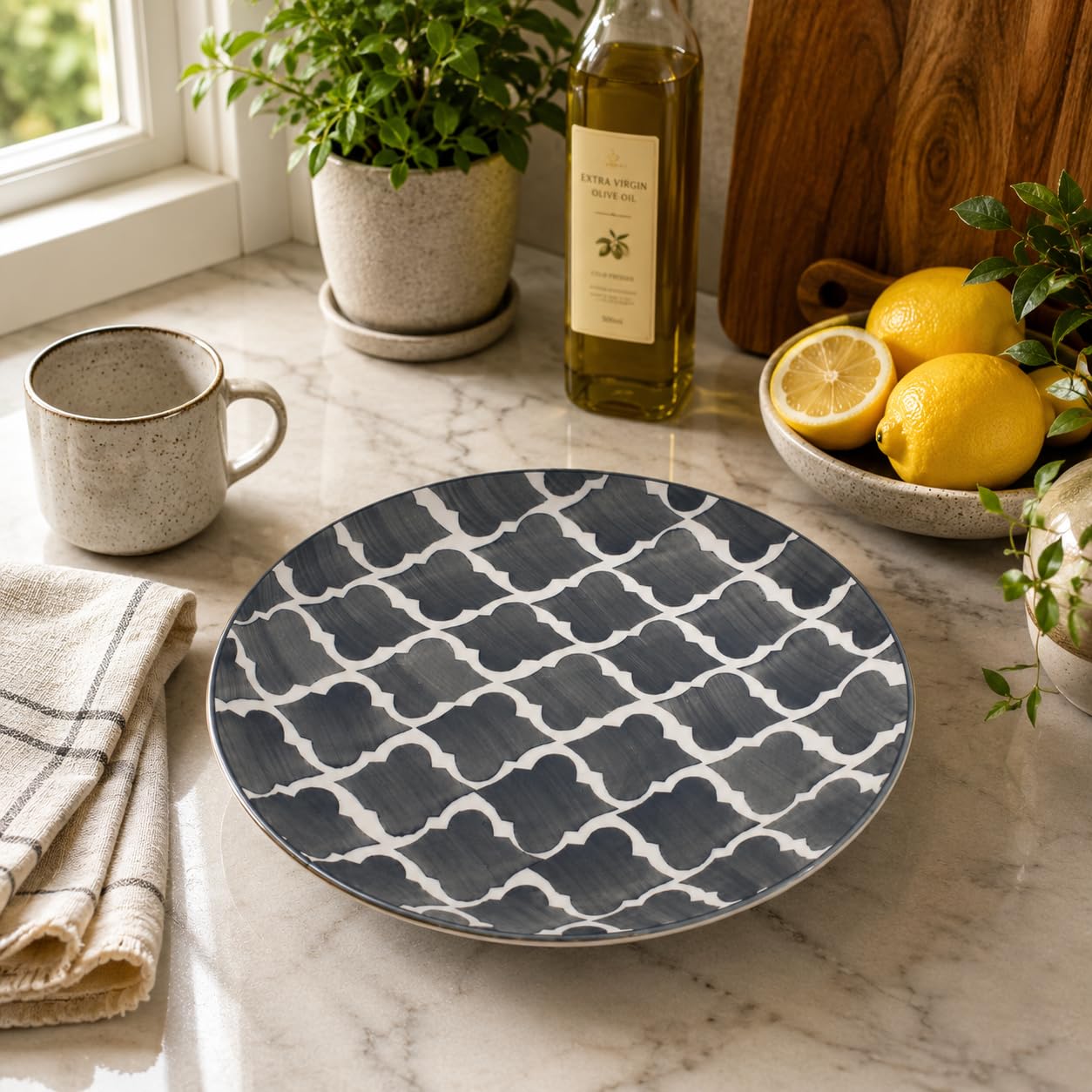 Kunhar Ceramic Dinner Plate 10 Inch | Grey Umrao | Premium Stoneware | Microwave & Dishwasher Safe, Pack of 1 — detail view 3