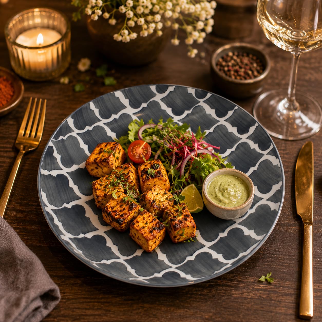 Kunhar Ceramic Dinner Plate 10 Inch | Grey Umrao | Premium Stoneware | Microwave & Dishwasher Safe, Pack of 1 — detail view 4