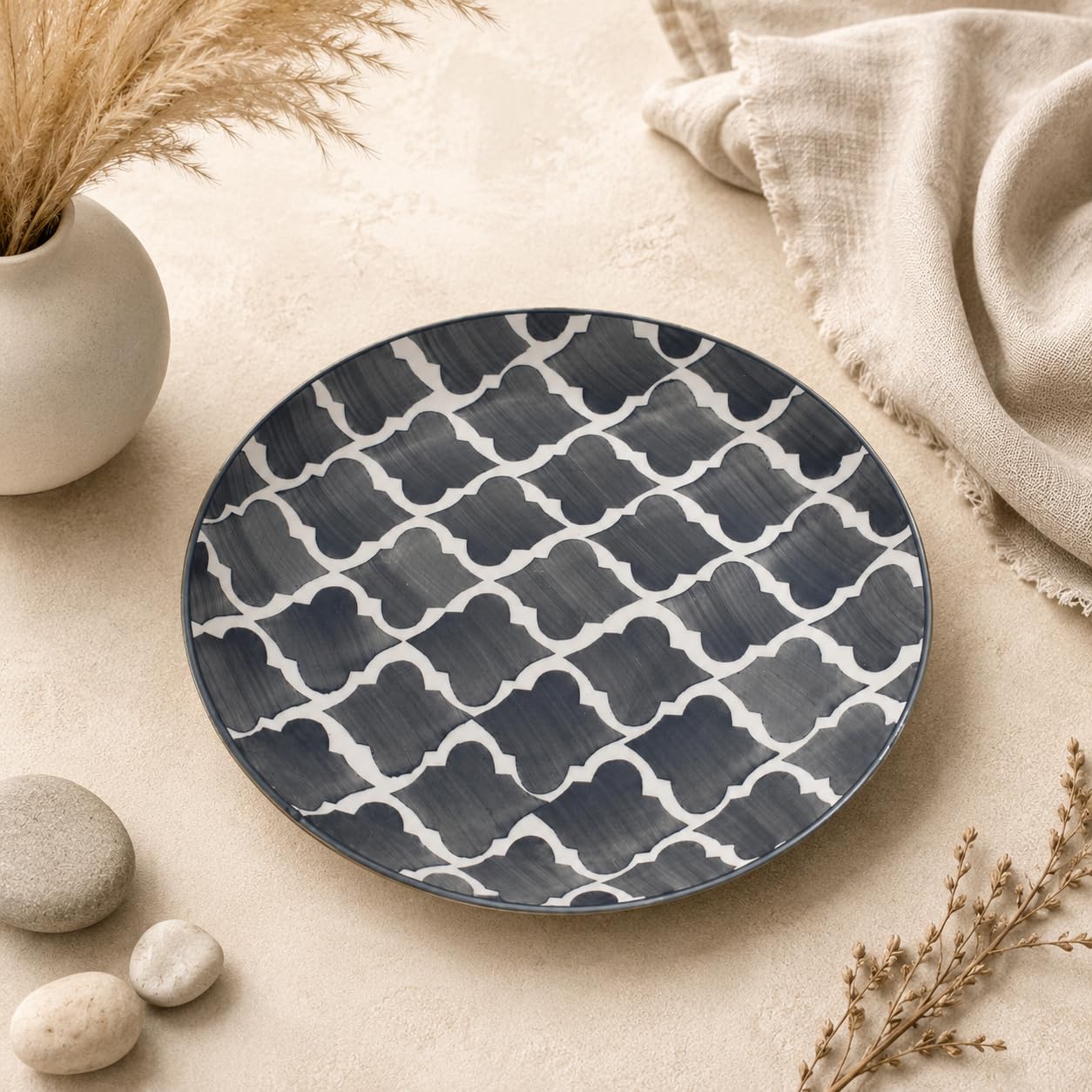 Kunhar Ceramic Dinner Plate 10 Inch | Grey Umrao | Premium Stoneware | Microwave & Dishwasher Safe, Pack of 1 — detail view 5