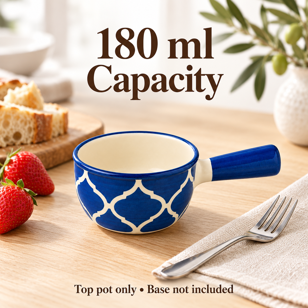 KunhaR Ceramic Fondue Top, 180 ml, Pack of 1, Blue – image 7