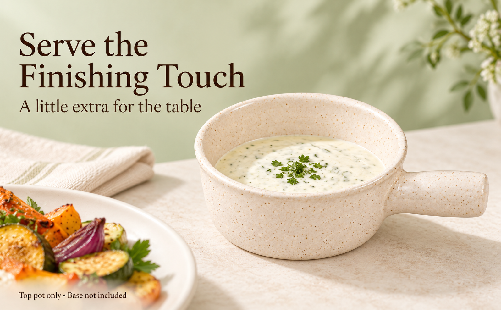 KunhaR Ceramic Fondue Top, 450 ml, Pack of 1, White – visual story 4