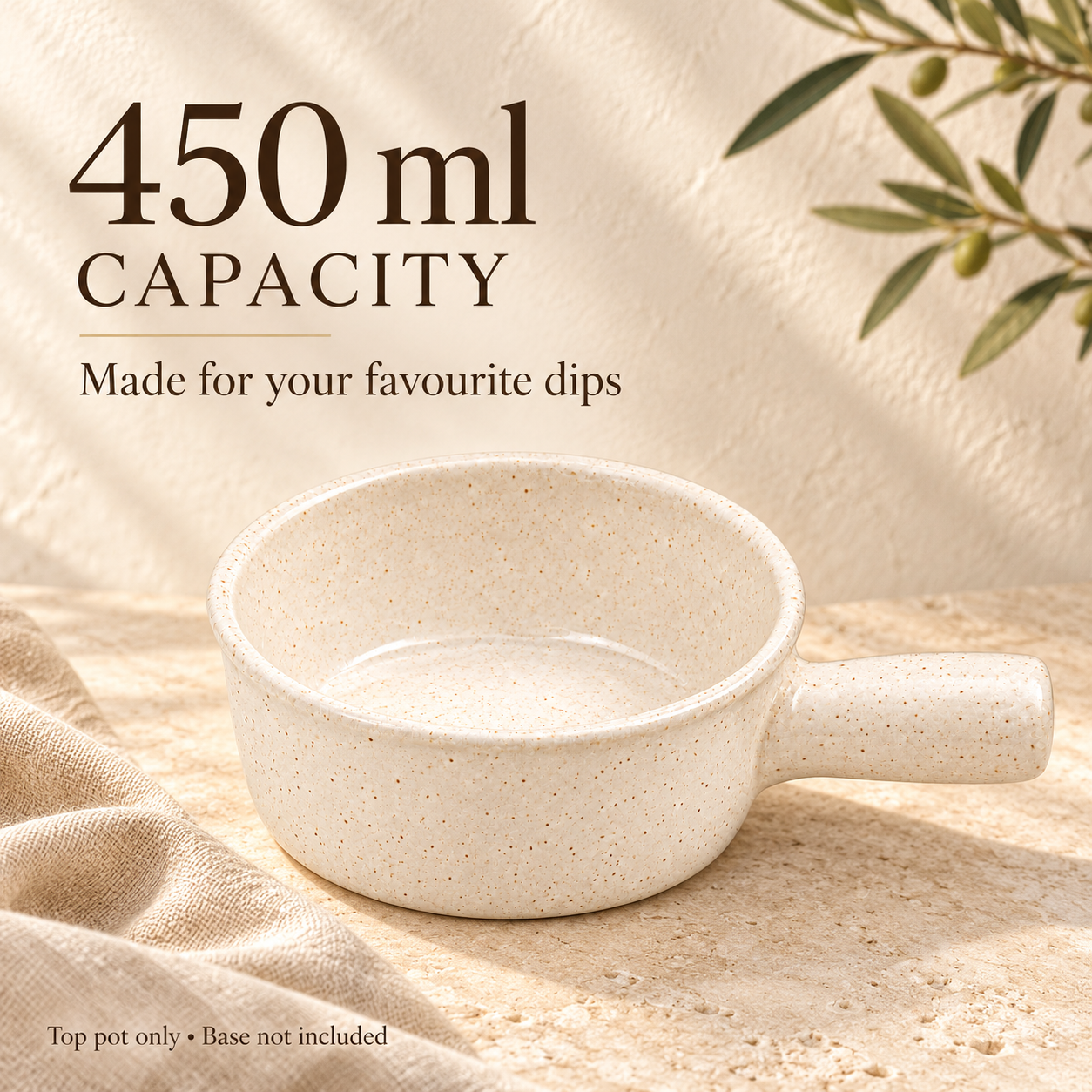 KunhaR Ceramic Fondue Top, 450 ml, Pack of 1, White – image 7