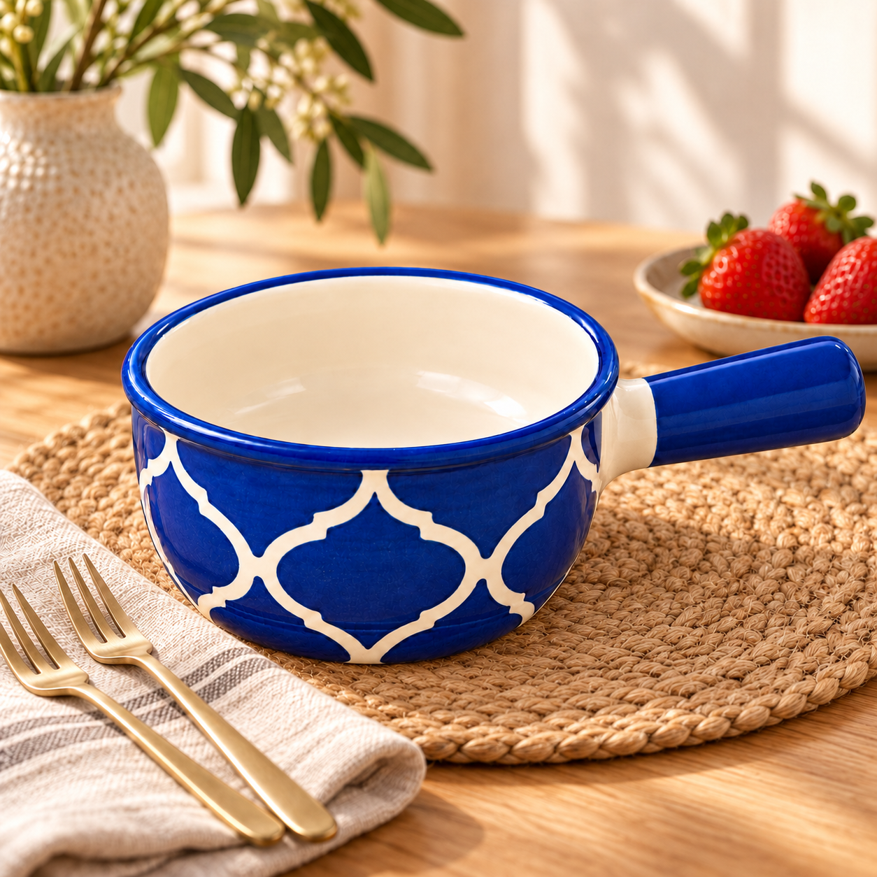 KunhaR Ceramic Fondue Top, 450 ml, Pack of 1, Blue – image 1