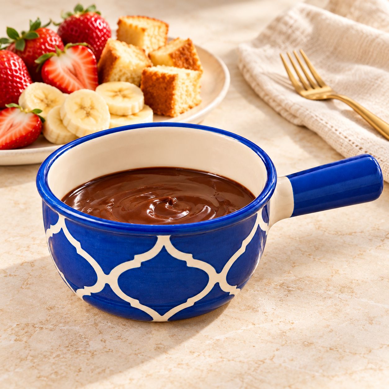 KunhaR Ceramic Fondue Top, 450 ml, Pack of 1, Blue – image 2