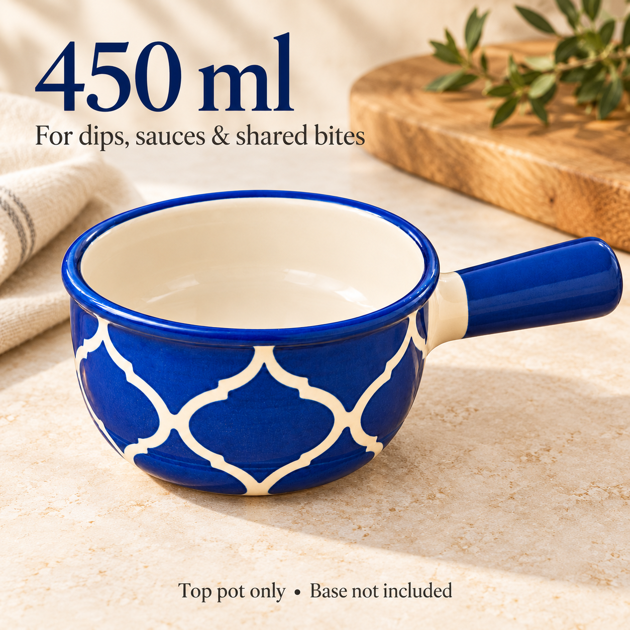 KunhaR Ceramic Fondue Top, 450 ml, Pack of 1, Blue – image 7