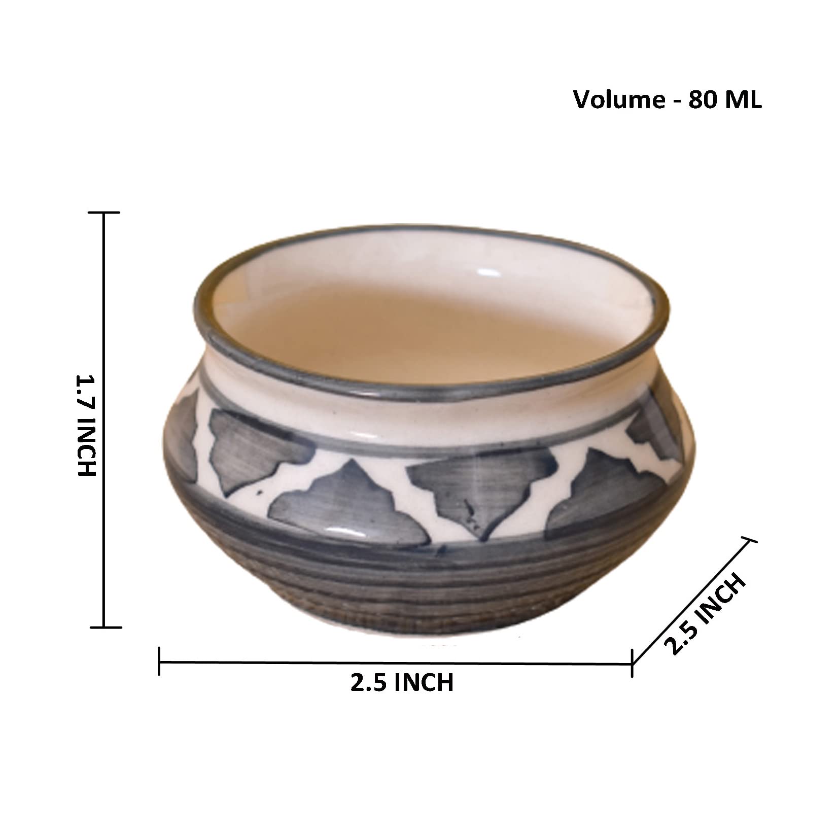 Kunhar Ceramic Sauce Holder - 90 ML, 4 Pieces, Gray - Image 2