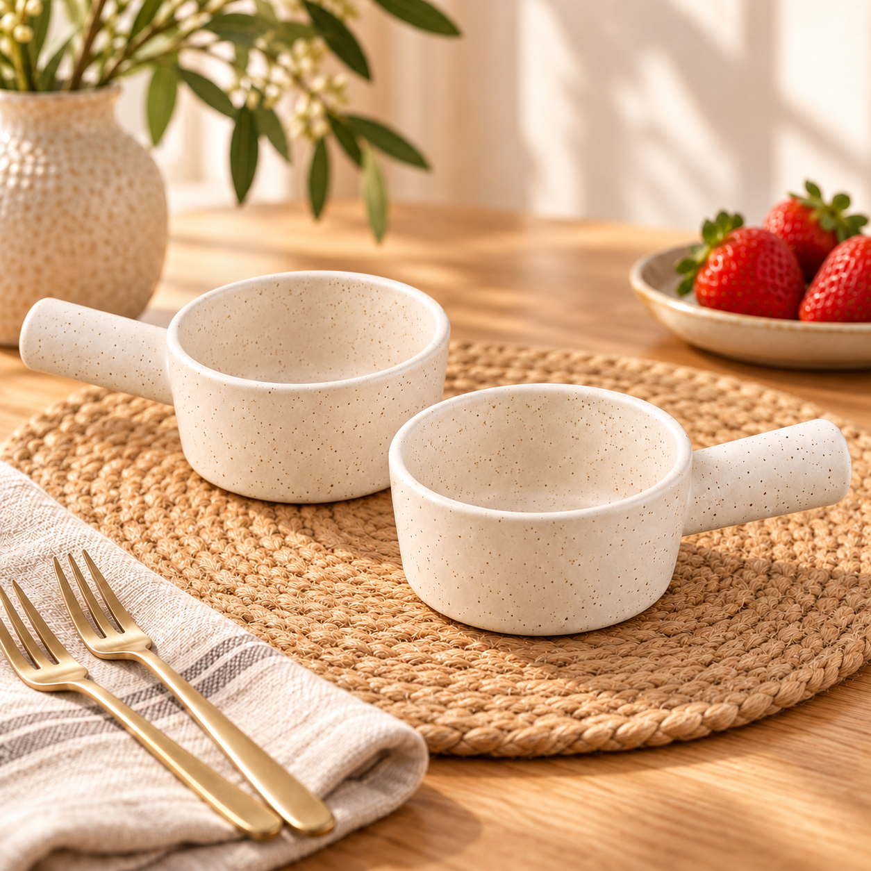 KunhaR Ceramic Fondue Top, 180 ml + 180 ml, Pack of 2, White + White – image 1